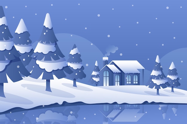 Free vector flat winter landscape