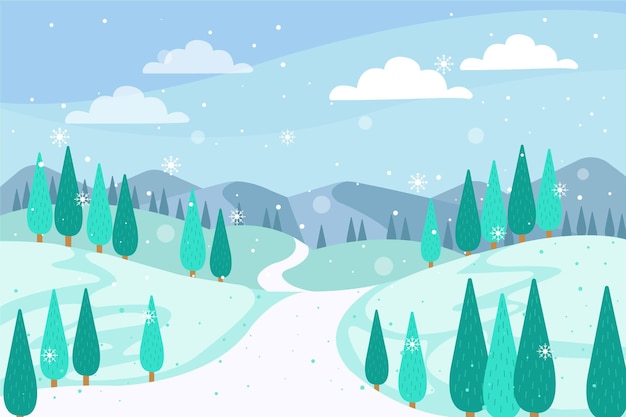 Free vector flat winter landscape