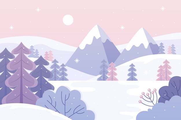 Free vector flat winter landscape