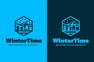 Free vector flat winter logo template