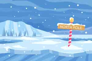 Free vector flat winter north pole background