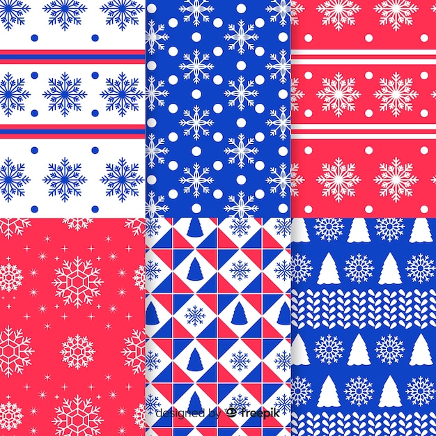 Free vector flat winter pattern collection