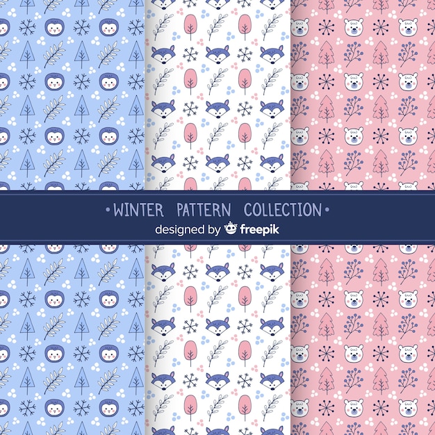 Free vector flat winter pattern collection