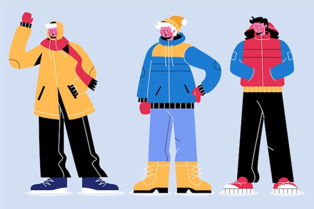 Flat winter people collection