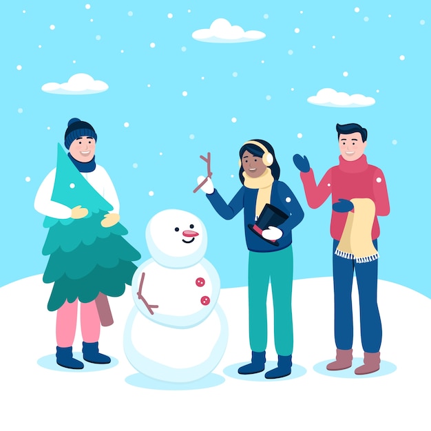 Free vector flat winter people collection