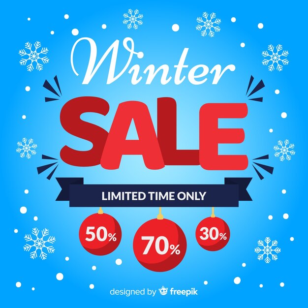 Free vector flat winter sale background