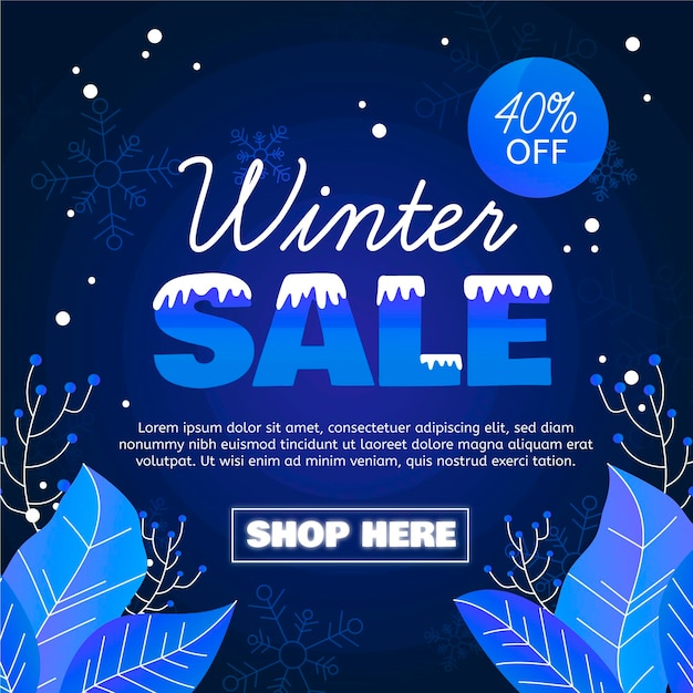 Flat winter sale background