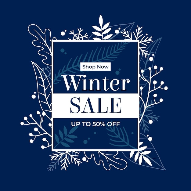 Free vector flat winter sale background