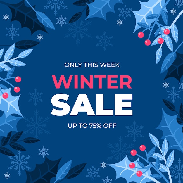 Flat winter sale banner illustration