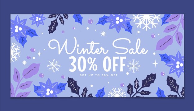 Flat winter sale banner template