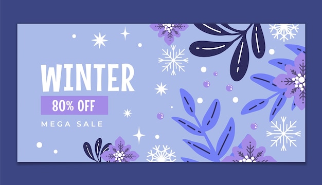 Flat winter sale banner template