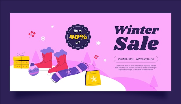 Free vector flat winter sale banner template