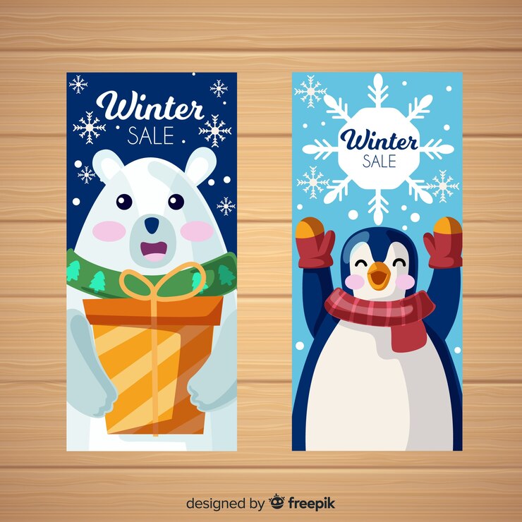 Free Vector flat winter sale banners