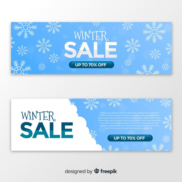 flat winter sale banners