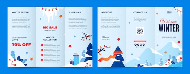 flat winter sale brochure template