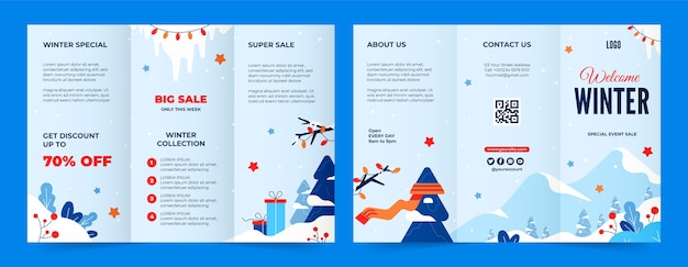 Free vector flat winter sale brochure template