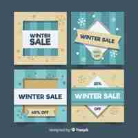 Free vector flat winter sale cards set