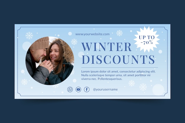 Free vector flat winter sale horizontal banner template