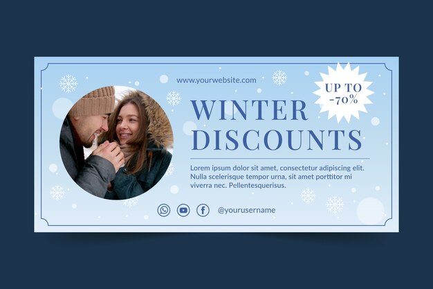 Flat winter sale horizontal banner template