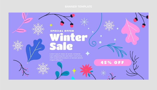 Flat winter sale horizontal banner