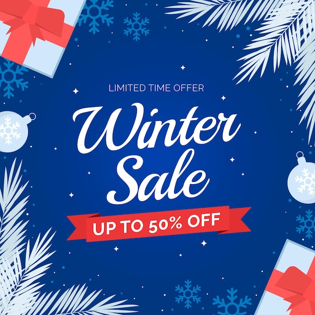 Free vector flat winter sale illustration and banner