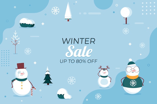 Free vector flat winter sale illustration and banner