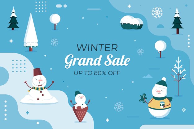 Flat winter sale illustration and banner