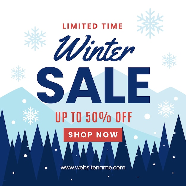 Free vector flat winter sale illustration