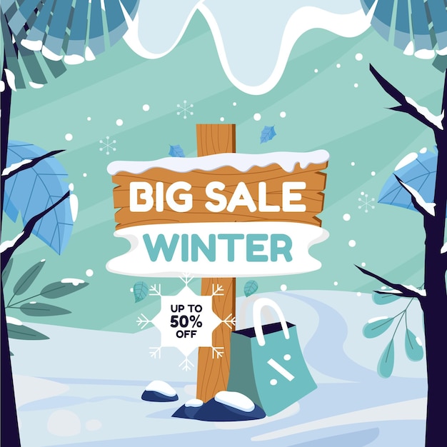 Free vector flat winter sale illustration