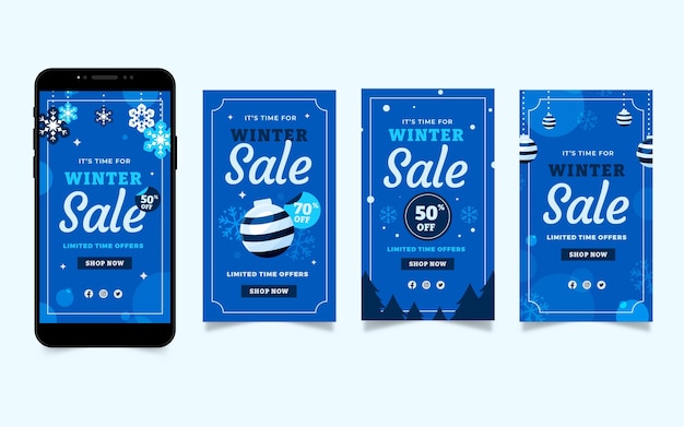 Flat winter sale instagram stories collection