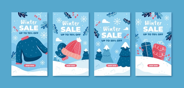 flat winter sale instagram stories collection