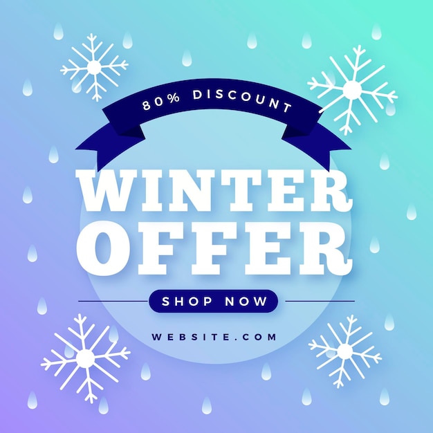 Free vector flat winter sale offer promo