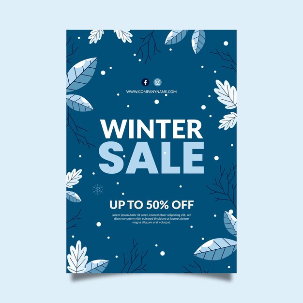 Free vector flat winter sale vertical poster template