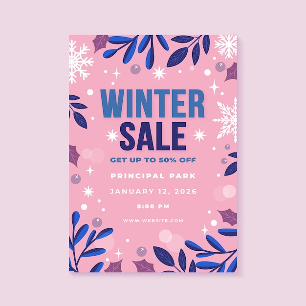 Free vector flat winter sale vertical poster template