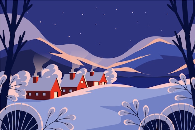 flat winter season celebration background