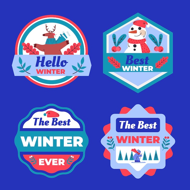 flat winter season celebration logo template