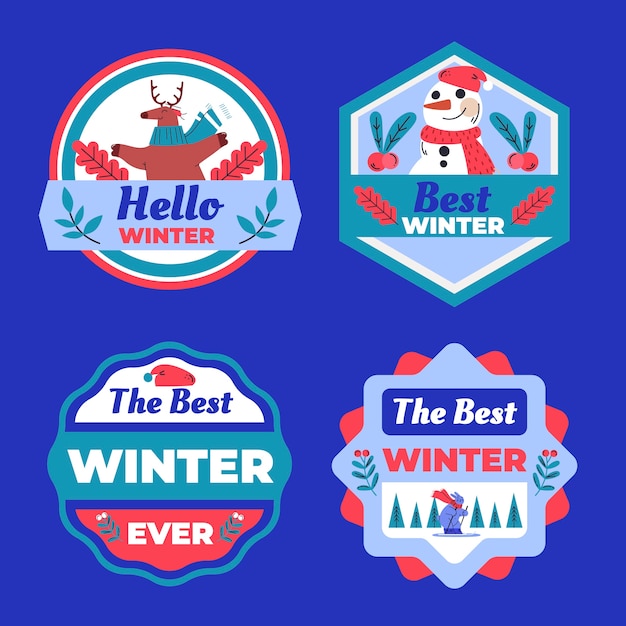 Flat winter season celebration logo template