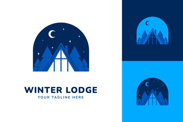 Flat winter season logo template design