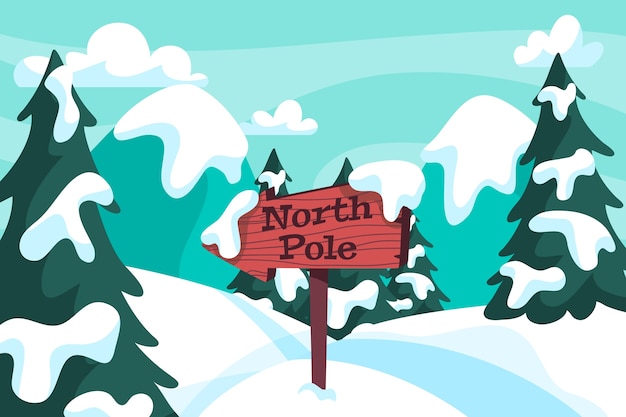 Free vector flat winter season north pole background