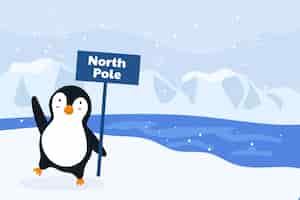 Free vector flat winter season north pole background