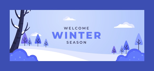 Free Vector flat winter season sale social media cover template