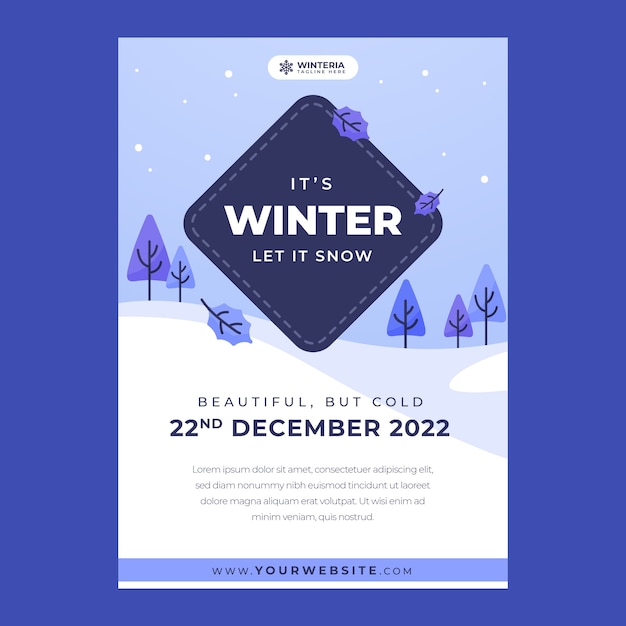 Free vector flat winter season sale vertical poster template