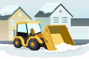 Free vector flat winter snow plow illustration