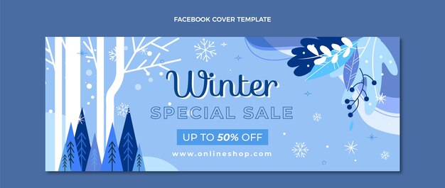 Flat winter social media cover template