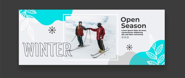 flat winter social media cover template