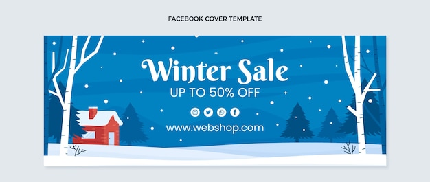 Free vector flat winter social media cover template