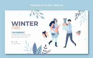 Free vector flat winter social media post template