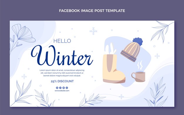 Flat winter social media post template