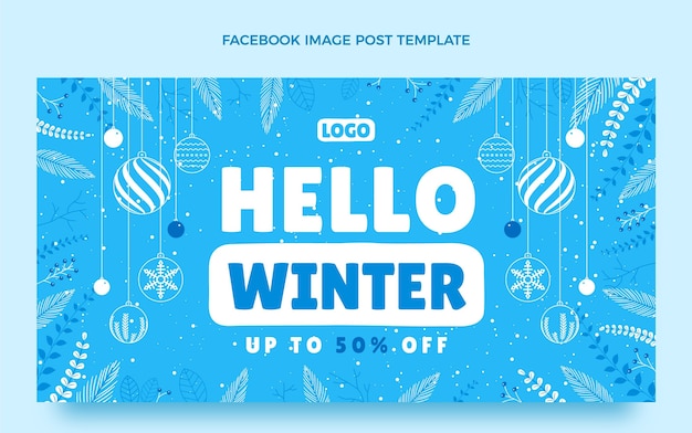 Flat winter social media post template