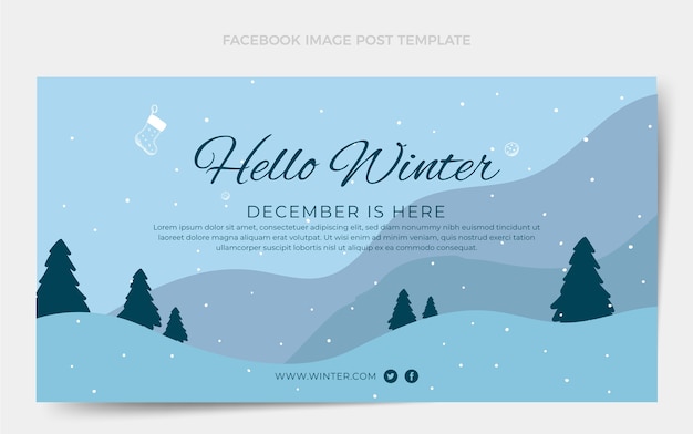 平らな冬のソーシャルメディア投稿テンプレート